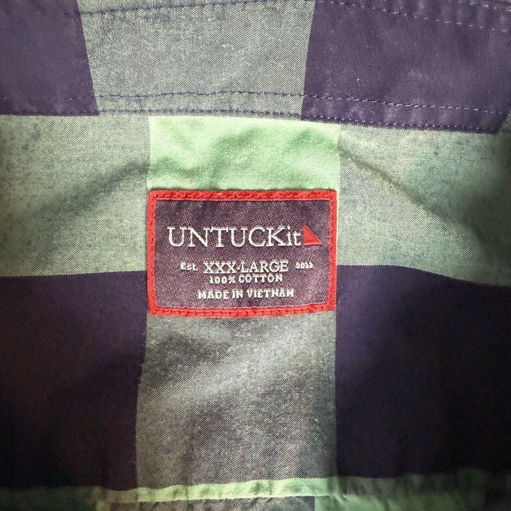 Untuckit XXXL Long Sleeve Buffalo Check Blue Green Shirt Bonarda Plaid - Picture 5 of 7